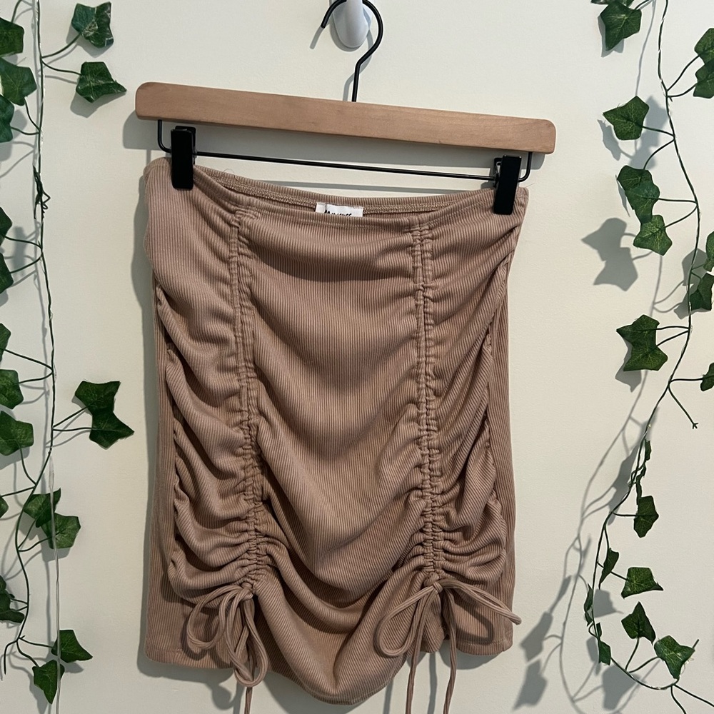 Princess Polly Rose Taupe Scrunched Formal Midi Skirt Size 8/M